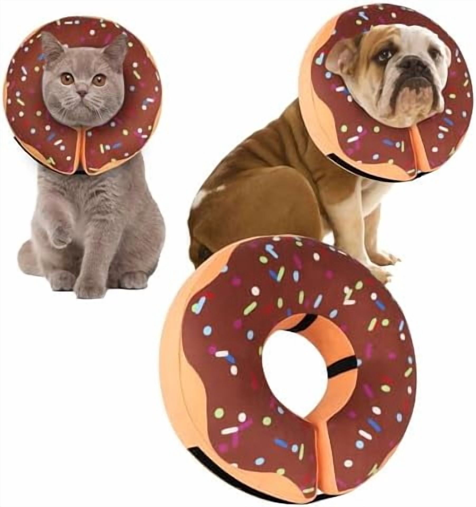 Recovery Donut Collar for Dogs & Cat,Inflatable Dog Cone Collar Alternative After Surgery,Soft Dog Cone for Large Medium Small Pet, Adjustable Pet Neck Donut(Brown,Small)