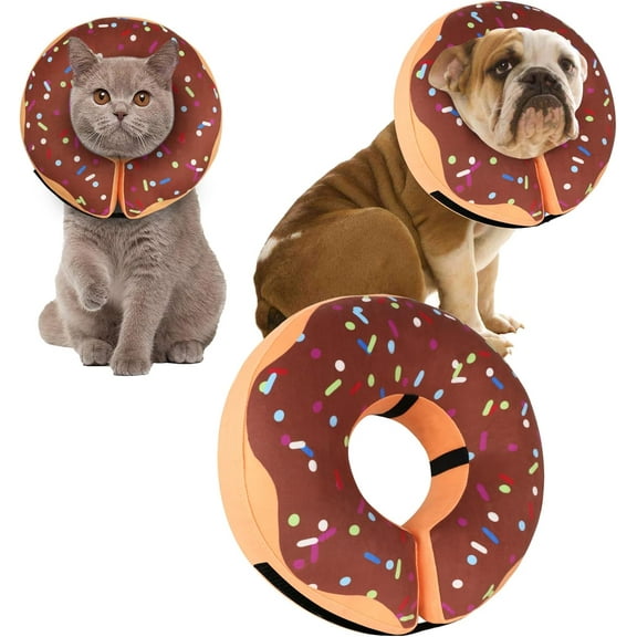 Recovery Donut Collar for Dogs & Cat,Inflatable Dog Cone Collar Alternative After Surgery,Soft Dog Cone for Large Medium Small Pet, Adjustable Pet Neck Donut(Brown,X-Large)
