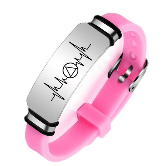 Recovery Jewelry Alcoholics Anonymous AA Anniversary Encouragement Bracelet Inspirational Sobriety Triangel Heartbeat Wristband Recoverying Gifts for Sober, Pink