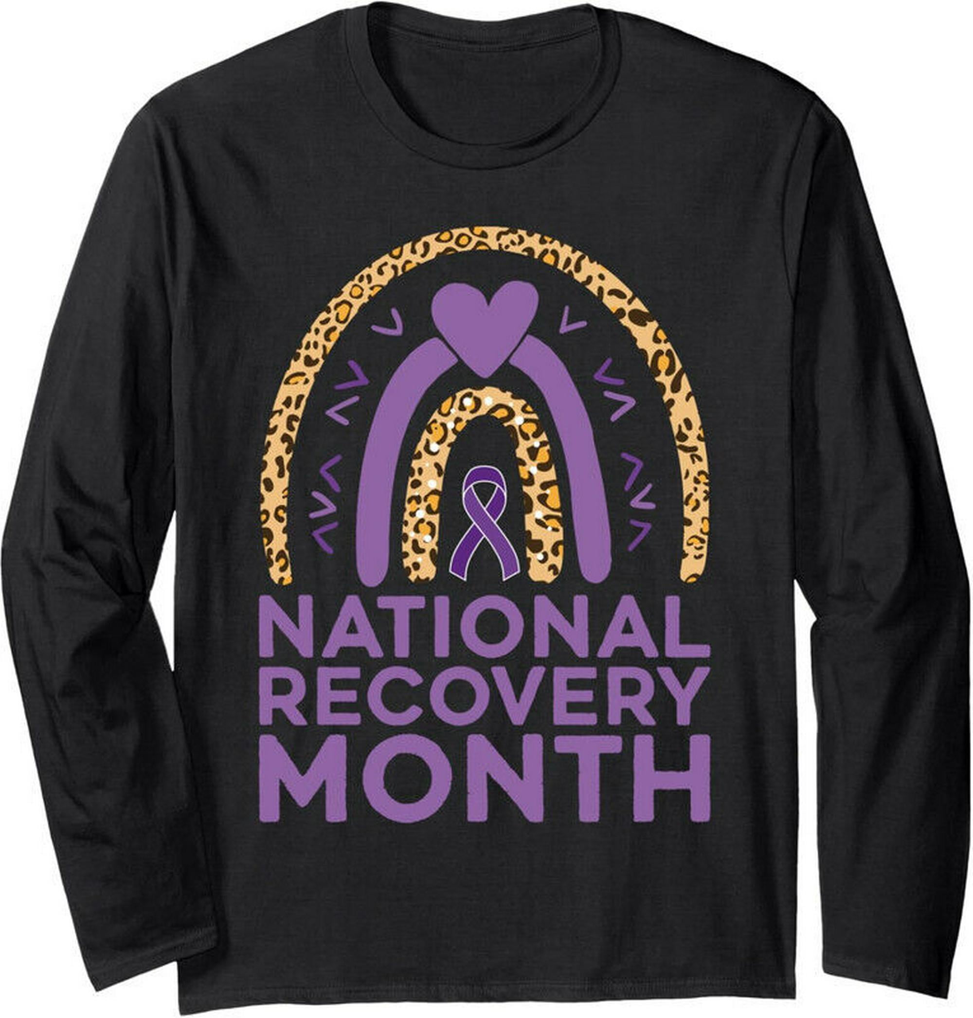 Recovery Month Addiction Awareness Ribbon Long Sleeve Tshirt - Walmart.com