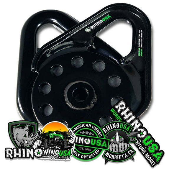 Rhino USA Snatch Block for Winch Recovery - Heavy Duty 13.5 Ton Break Strength (Snatch Block)