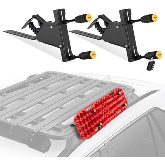 Recovery Track Board Mounting Kit with Shovel Holder Brackets, Universal Traction Boards Mount Bracket, Side Mount for Roof Platform Rack with Lock