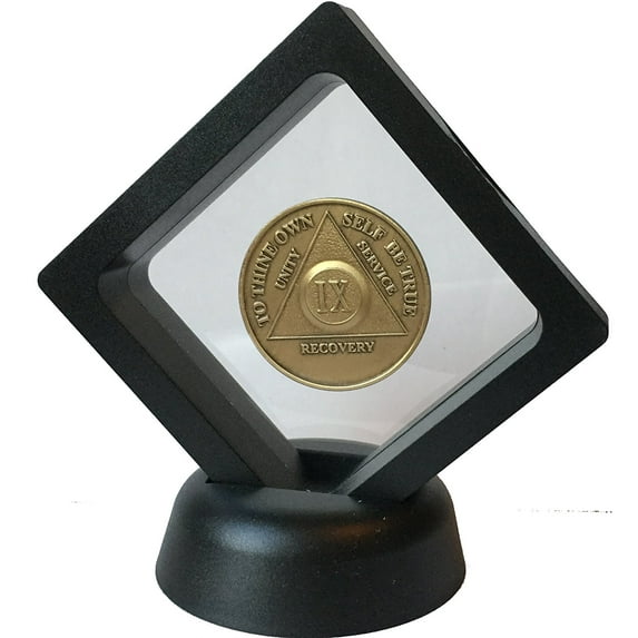 RecoveryChip Black Diamond Medallion Coin Chip Display Stand Holder Magic Suspension Box