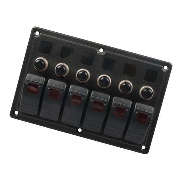 Marine 6 Gang Rocker Panel with Toggle Controls, ABS Recreational Vehicle and Boat Circuit Board for Cleaner Interior Electrical Management
