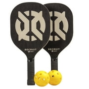 Recruit by ONIX Wood Pickleball Starter Set for All Ages and Levels to Learn to Play, Black