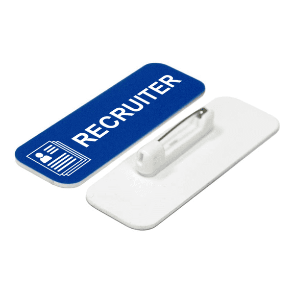 Recruiter 1 x 3" Name Tag/Badge, Blue, (3 Pack)