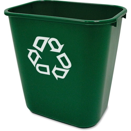 Rubbermaid Commercial Deskside Recycling Container 7.03 gal Capacity - Rectangular - 15" Height x 10.2" Width - Plastic - Green