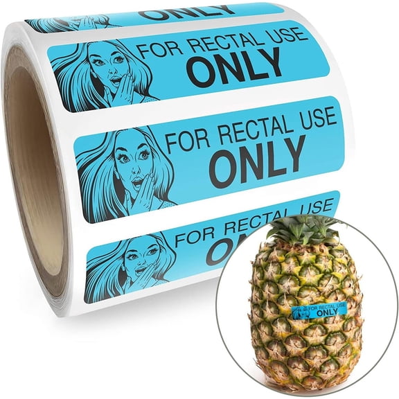 Rectal Use Only Stickers - Funny Gag Gifts for Adults - Pranks for Adults 200/Roll 1.5" x .375" Make Your Friends Laugh - Stupid Funny Prank Stuff and Practical Jokes Blue