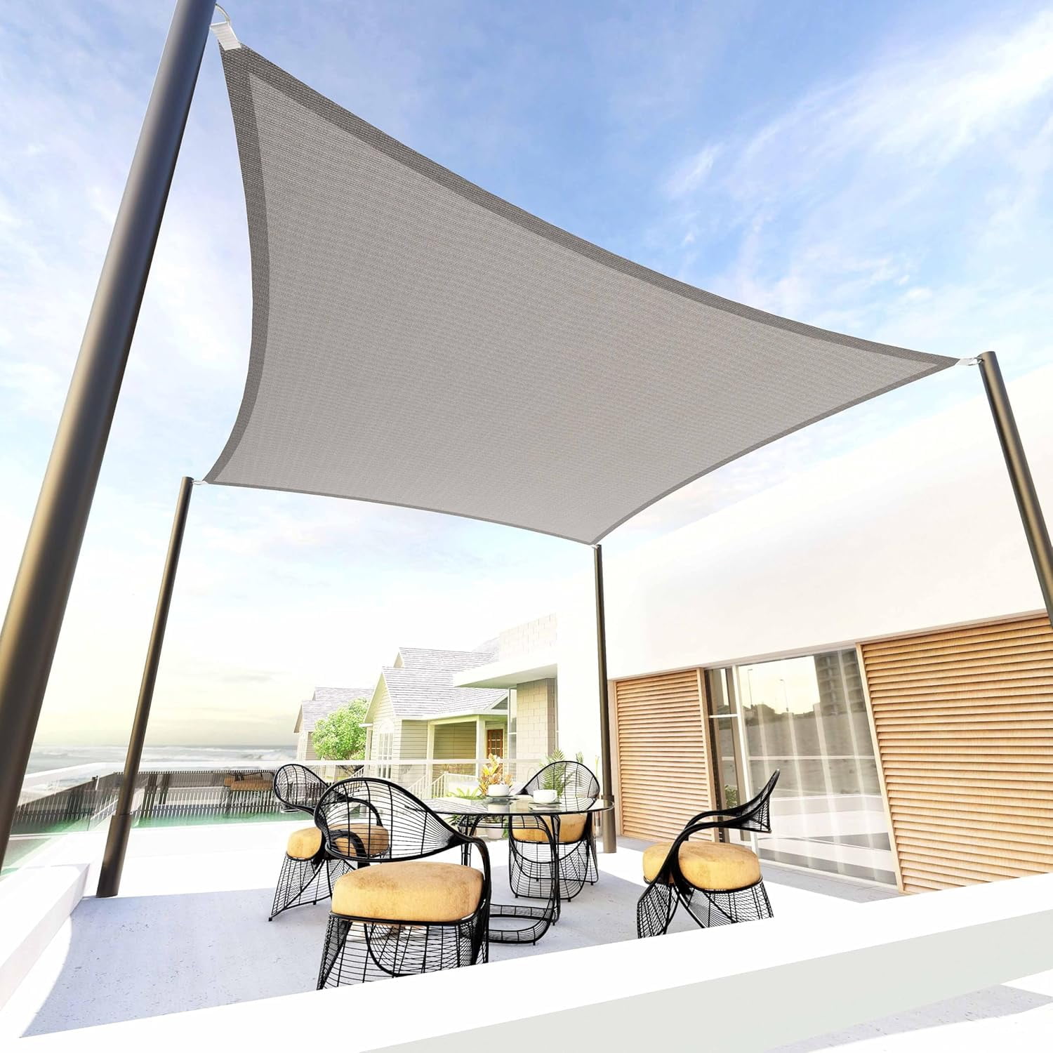 Rectangle 10'x13' Sun Shade Sail,95% UV Blockage Canopy Awning for ...