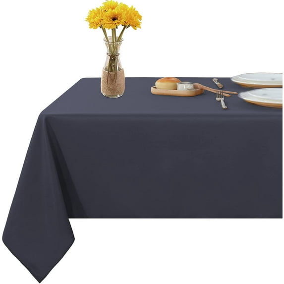 Rectangle 100% Cotton Tablecloth - Pack of 10 - Dark Grey Solid (90 x 132 Inch) Table Covers for Dinnings, Weddings, Banquet & Parties - 400TC Table Runners & Linen, Wrinkle Free and Ultra Soft.