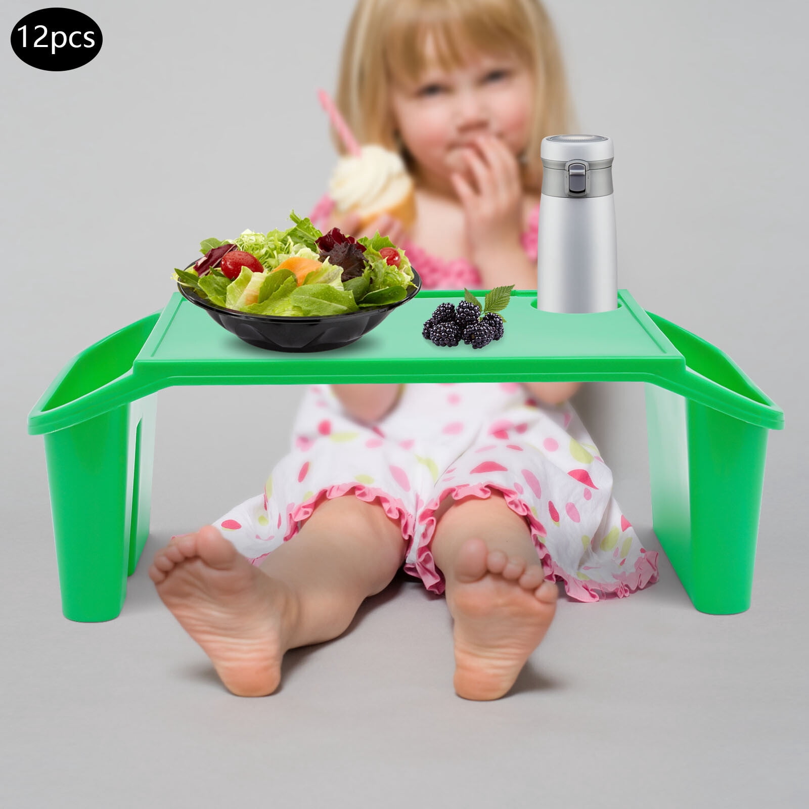 Rectangle 12 Pcs Kids Lap Desk Tray Pp Portable Lap Bed Table with Side Pockets