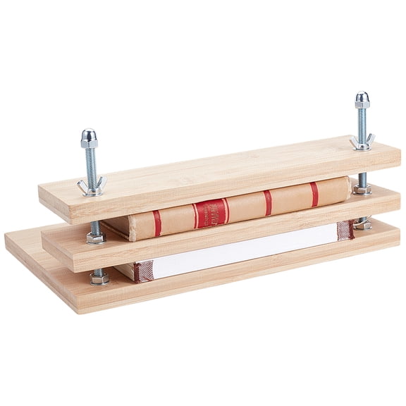 Rectangle 3-Tier Bamboo Book Press Tool Set for Bookbinding BurlyWood Finished Product: 305x200x138mm DIY