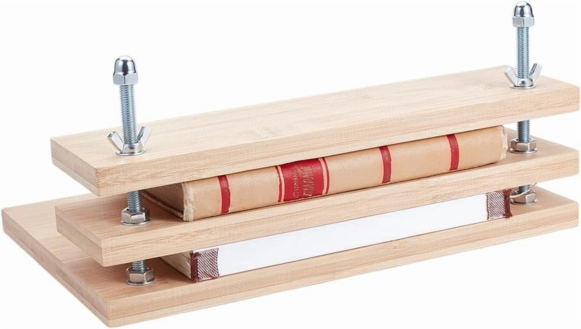 Rectangle 3-Tier Bamboo Book Press Tool Set for Bookbinding BurlyWood Finished Product: 305x200x138mm