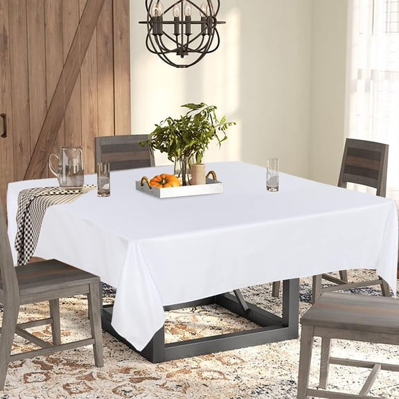 Rectangle 4 Feet Tablecloth 60x84 inch Tablecloth Stain and Wrinkle Resistant Washable Polyester Table Cloth, Decorative Table Cover for Dining Table, Buffet Parties and Camping White