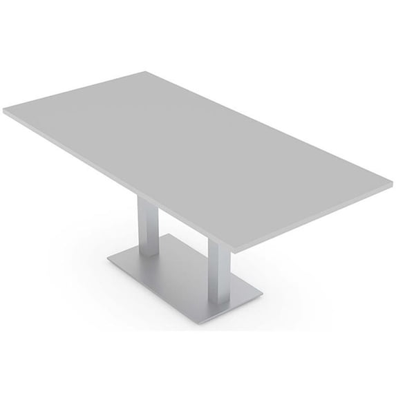 Rectangle 4 Person Conference Table Laminate Top Square Base 36X60 Light Gray