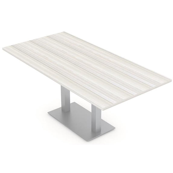 Rectangle 4 Person Conference Table Laminate Top Square Base 36X60 Sea Salt