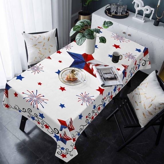 Rectangle 4th of July Tablecloth 60x120 Waterproof & Stainproof Tablecloths,Wipeable Table Cloth Wrinkle-Free for Round/Rectangle/Oval/Square/Dining/Party,Star Flag Memorial Day Independence Day