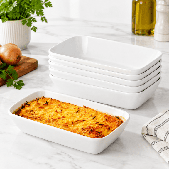 Rectangle 6 Pack 13.5oz Ceramic Individual Single Serve Baking Dishes