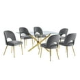thumbnail image 1 of Rectangle 60" x 38" 7pc Clear Glass Dining Set with Dark Gray Chairs, 1 of 7