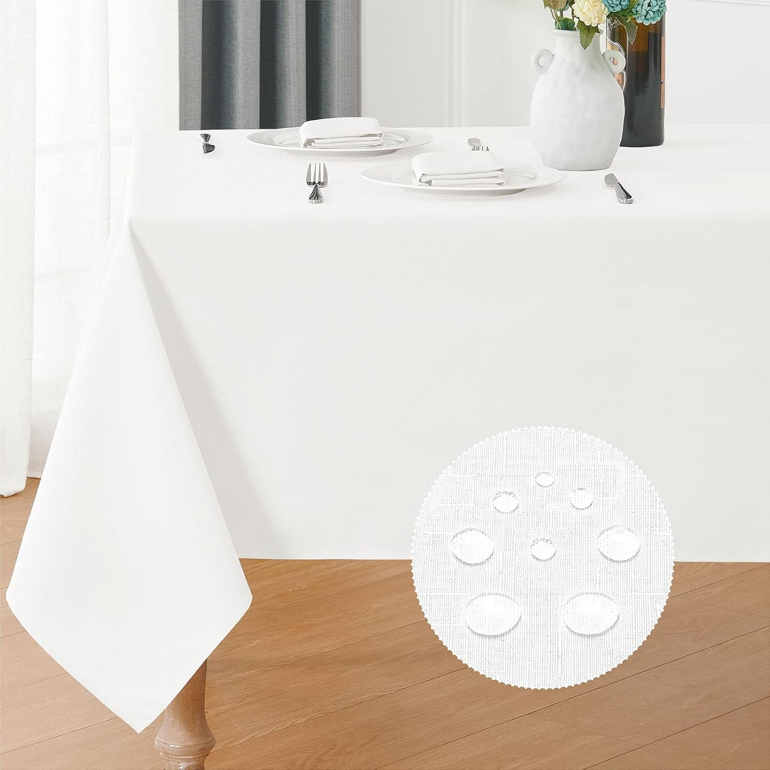 Rectangle 8 Feet Tablecloth 60x120 inch Linen Textured Table Cloth ...