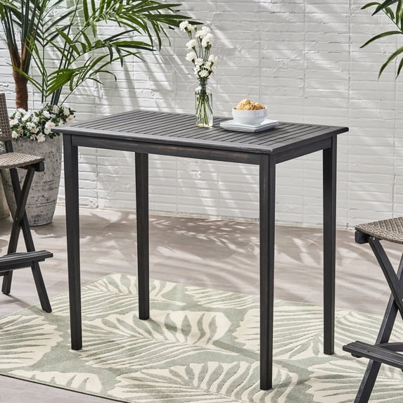 Outdoor Dark Gray Bar Table / Acacia Wood Build / Fits Kitchen or Dining Areas