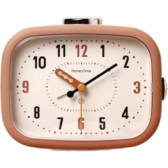 Rectangle Analog Alarm Clock, Loud Music Alarm with 7 Melodies & Night Light, Silent Non-Ticking Small Bedside Clock for Bedroom Living Room Office