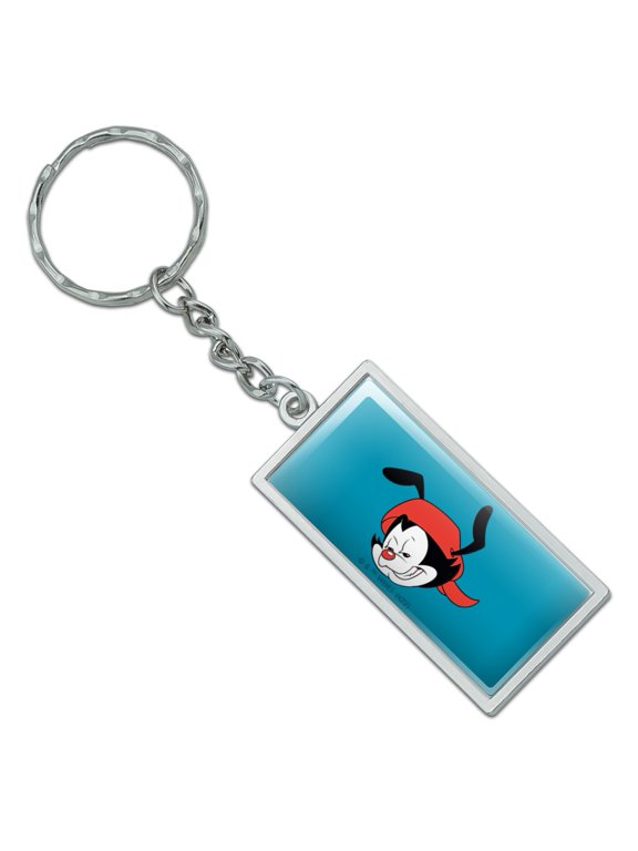 Rectangle Animaniacs Wakko Head Keychain in Chrome Plated Metal