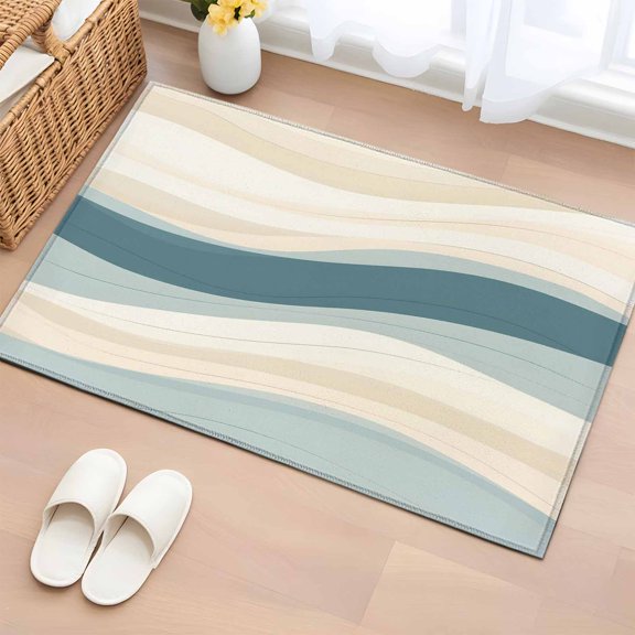 Rectangle Area Rug 2x3ft,Abstract Sea Wave Effect Washable Carpet Non-Slip Runner Accent Rugs Indoor Floor Mat for Bedroom Living Room Decor,Watercolor