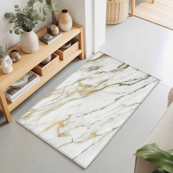 Rectangle Area Rug 2x3ft,Abstraction Marble Marble Texture Living Room Rug Non-Slip Washable Circle Rugs Pad,Gold Gray Line Soft Floor Carpet for Bedroom Dining Room