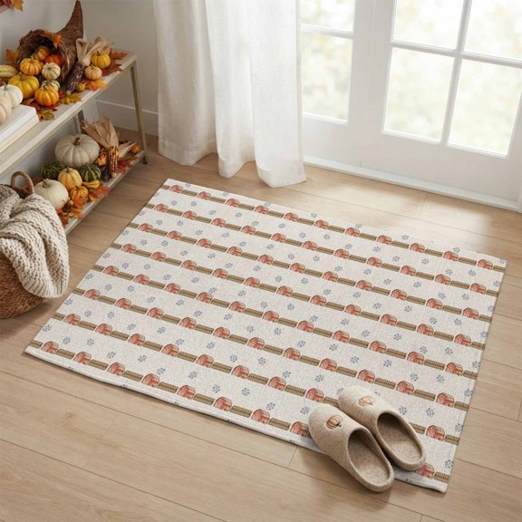 Rectangle Area Rug 2x3ft,Autumn Farmhouse Barn Fence Washable Carpet Non-Slip Runner Accent Rugs Indoor Floor Mat for Bedroom Living Room Decor,Rustic Fall Retro Linen