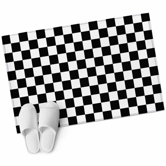 Rectangle Area Rug 2x3ft, Black and White Buffalo Plaid Non-Slip Non-Shedding Floor Mat, Minimalist Checker Art Washable Sturdy Carpet for Living Room Bedroom Home Decor