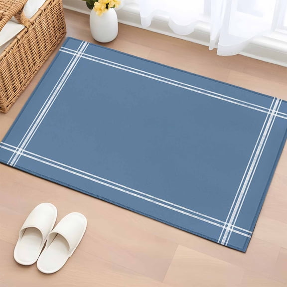 Rectangle Area Rug 2x3ft, Blonde Blue Pure Color Non-Shedding Washable Area Rug, Minimalist Style Non Slip Low-Profile Rugs for Living Room, Bedroom Dining Room