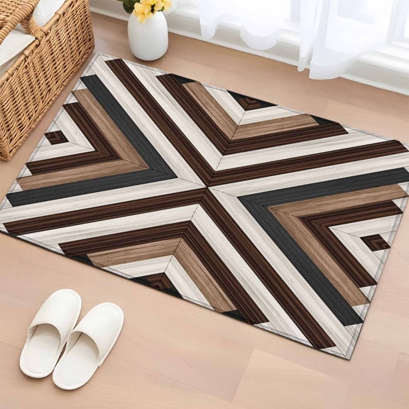 Rectangle Area Rug 2x3ft, Bohemian Brown Beige Aztec Texture Non-Shedding Washable Area Rug, Western Native Tribal Non Slip Low-Profile Rugs for Living Room, Bedroom Dining Room