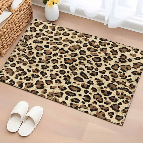 Rectangle Area Rug 2x3ft, Classic Leopard Print Non-Shedding Washable Area Rug, African Animal Skin Texture Non Slip Low-Profile Rugs for Living Room, Bedroom Dining Room