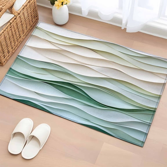 Rectangle Area Rug 2x3ft,Classical Abstract Waves Texture Washable Carpet Non-Slip Runner Accent Rugs Indoor Floor Mat for Bedroom Living Room Decor,Watercolor Wavy Seamless