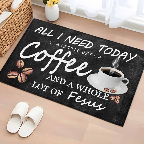 Rectangle Area Rug 2x3ft,Country Coffee Bean Drink Washable Carpet Non-Slip Runner Accent Rugs Indoor Floor Mat for Bedroom Living Room Decor,Vintage Farmhouse Black Back