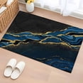 thumbnail image 1 of Rectangle Area Rug 2x3ft,Dark Blue Marble Fluid Washable Carpet Non-Slip Runner Accent Rugs Indoor Floor Mat for Bedroom Living Room Decor,Gold Foil Abstract Stripe, 1 of 9