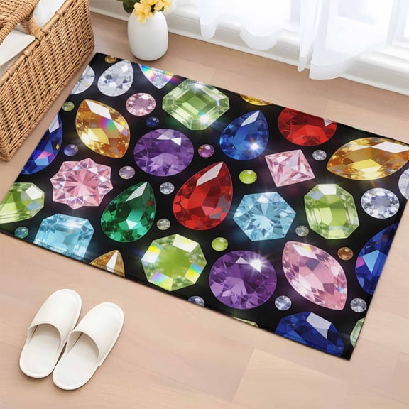Rectangle Area Rug 2x3ft, Dreamy Gemstone Colorful Non-Slip Non-Shedding Floor Mat, Abstract Geometric Washable Sturdy Carpet for Living Room Bedroom Home Decor