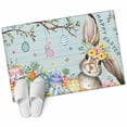 thumbnail image 1 of Rectangle Area Rug 2x3ft, Easter Egg Farmhouse Bunny Non-Slip Non-Shedding Floor Mat, Wildflower Butterfly Blue Plank Washable Sturdy Carpet for Living Room Bedroom Home Decor, 1 of 9