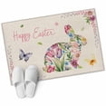 thumbnail image 1 of Rectangle Area Rug 2x3ft, Easter Rabbit Flower Retro Linen Non-Slip Non-Shedding Floor Mat, Spring Flower Fallen Leaf Washable Sturdy Carpet for Living Room Bedroom Home Decor, 1 of 9