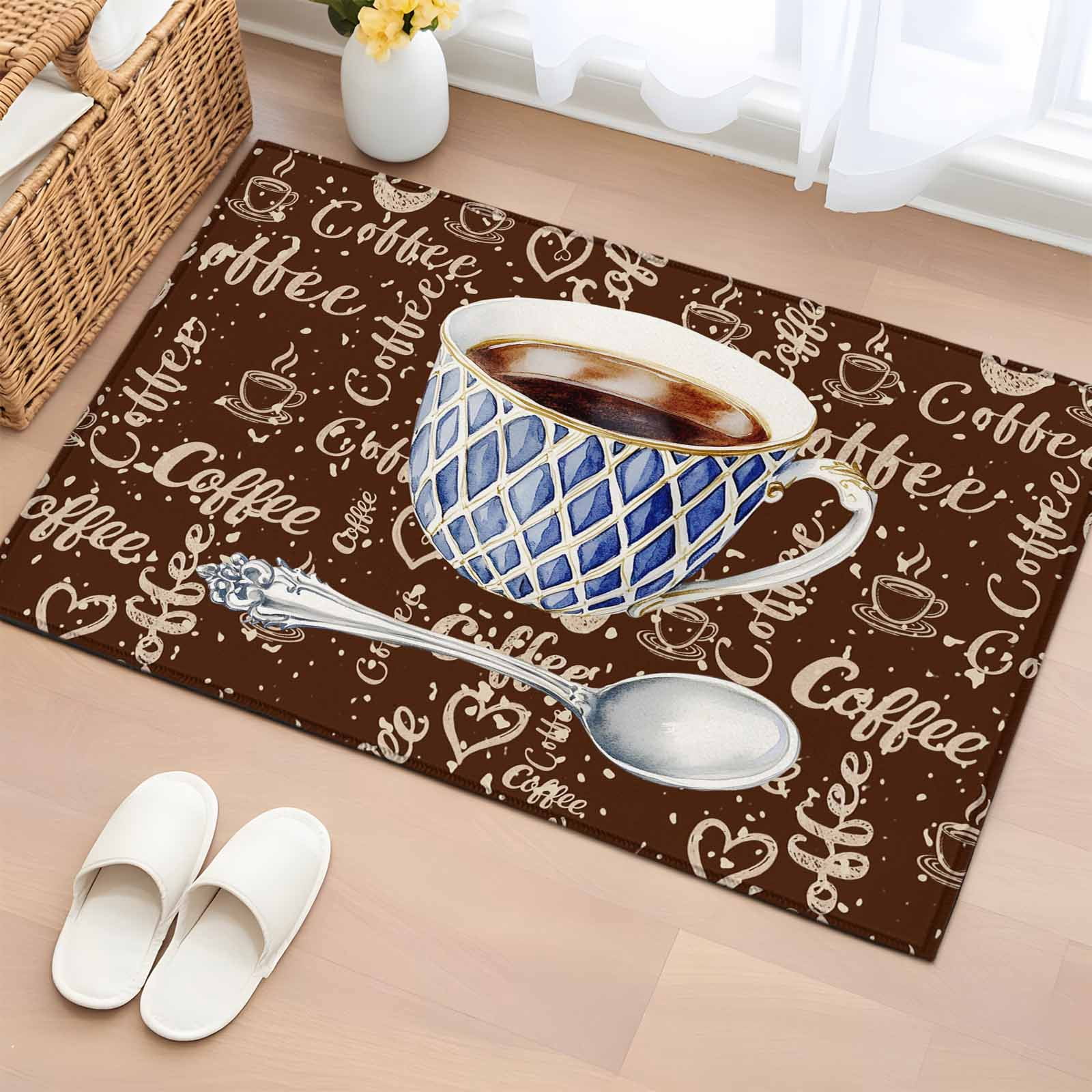 Rectangle Area Rug 2x3ft,Farm Cafe Coffee Vintage Brown Washable Carpet ...