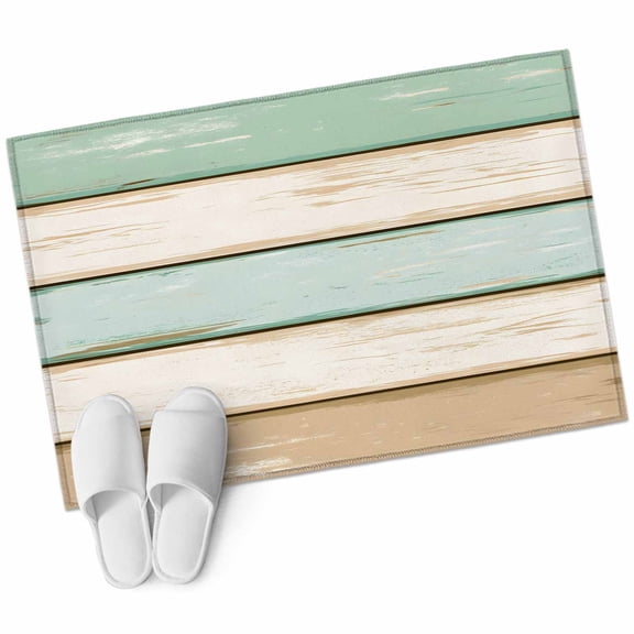 Rectangle Area Rug 2x3ft, Farm Gradient Wood Board Non-Slip Non-Shedding Floor Mat, Country Wooden Washable Sturdy Carpet for Living Room Bedroom Home Decor