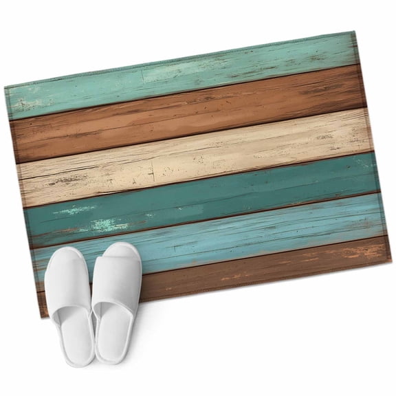 Rectangle Area Rug 2x3ft, Farmhouse Vintage Brown Wood Board Non-Slip Non-Shedding Floor Mat, Shabby Farm Wooden Washable Sturdy Carpet for Living Room Bedroom Home Decor