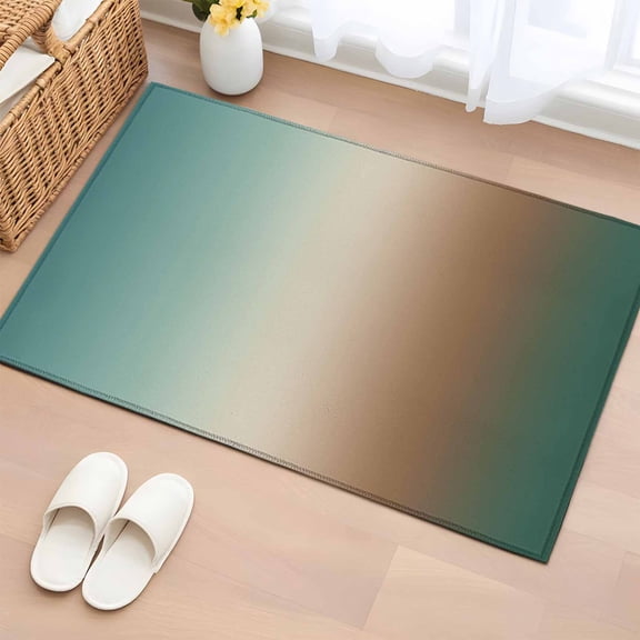 Rectangle Area Rug 2x3ft, Gradient Green Brown Non-Shedding Washable Area Rug, Modern Minimalist Style Non Slip Low-Profile Rugs for Living Room, Bedroom Dining Room