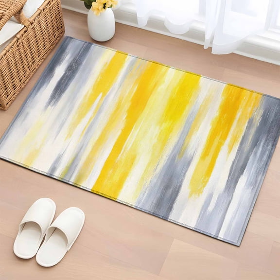 Rectangle Area Rug 2x3ft,Grey Yellow Abstract Texture Washable Carpet Non-Slip Runner Accent Rugs Indoor Floor Mat for Bedroom Living Room Decor,Retro Graffiti