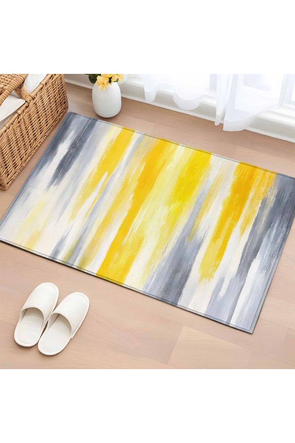 Rectangle Area Rug 2x3ft,Grey Yellow Abstract Texture Washable Carpet Non-Slip Runner Accent Rugs Indoor Floor Mat for Bedroom Living Room Decor,Retro Graffiti