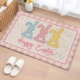 thumbnail image 1 of Rectangle Area Rug 2x3ft, Happy Easter Cute Rabbit Heart Non-Shedding Washable Area Rug, Pink Plaid Polka Dot on Burlap Non Slip Low-Profile Rugs for Living Room, Bedroom Dining Room, 1 of 9