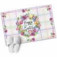 thumbnail image 1 of Rectangle Area Rug 2x3ft, Happy Easter Eggs Tulips Daisy Non-Slip Non-Shedding Floor Mat, Colorful Striped Washable Sturdy Carpet for Living Room Bedroom Home Decor, 1 of 9