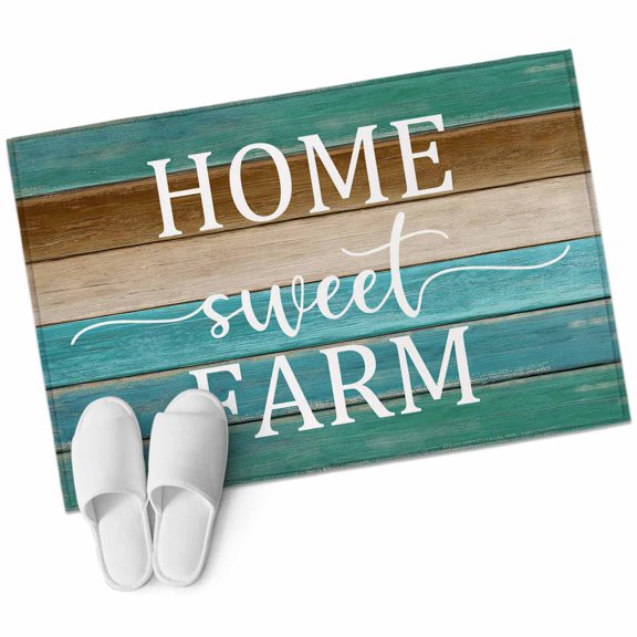 Rectangle Area Rug 2x3ft, Home Farm Wood Board Non-Slip Non-Shedding Floor Mat, Teal Brown Gradient Wooden Washable Sturdy Carpet for Living Room Bedroom Home Decor