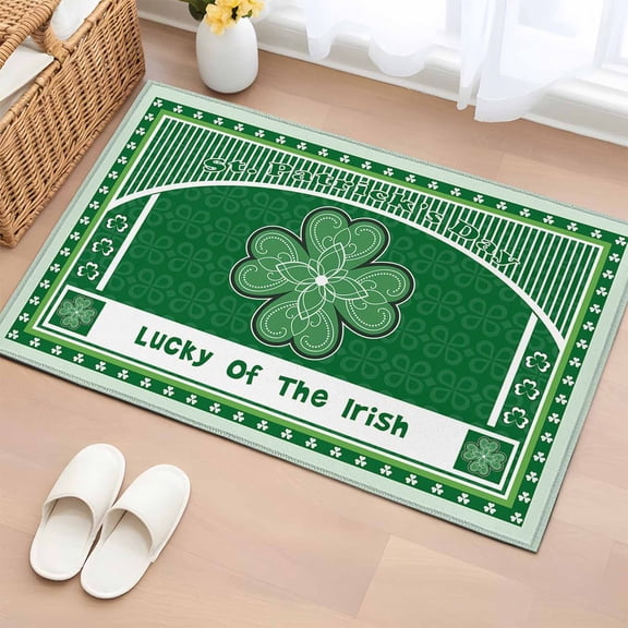 Rectangle Area Rug 2x3ft, Irish Festival Celtic Knots Lucky Shamrock Non-Shedding Washable Area Rug, Stripe Non Slip Low-Profile Rugs for Living Room, Bedroom Dining Room